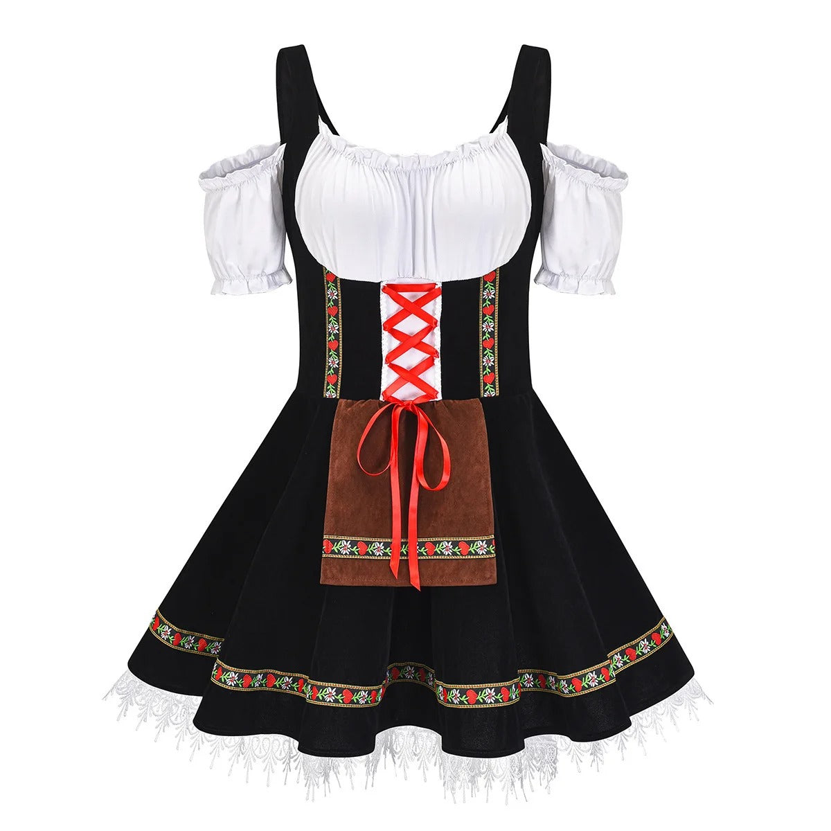 Dirndl Oktoberfest femme Janina – robe bavaroise traditionnelle avec tablier & blouse