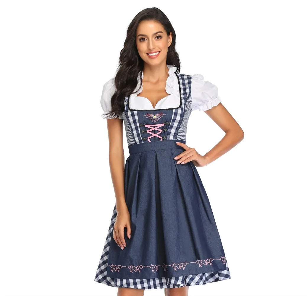 Dirndl Oktoberfest femme Janina – robe bavaroise traditionnelle avec tablier & blouse
