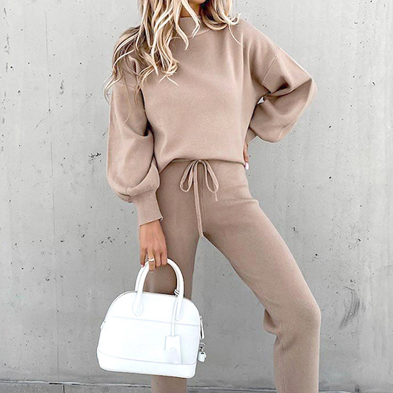 Ensemble loungewear femme ultra doux – col roulé & pantalon taille haute