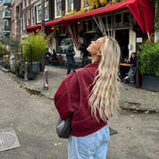 Manteau Zara femme – veste en cuir rouge oversize & design tendance