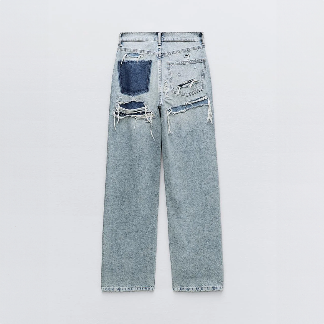 jean femme LIVIA – denim vintage clair à déchirures & coupe droite loose