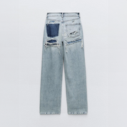 jean femme LIVIA – denim vintage clair à déchirures & coupe droite loose