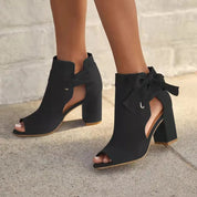 Romee | Bottines nouées chic – Talon bloc élégant & ouverture avant